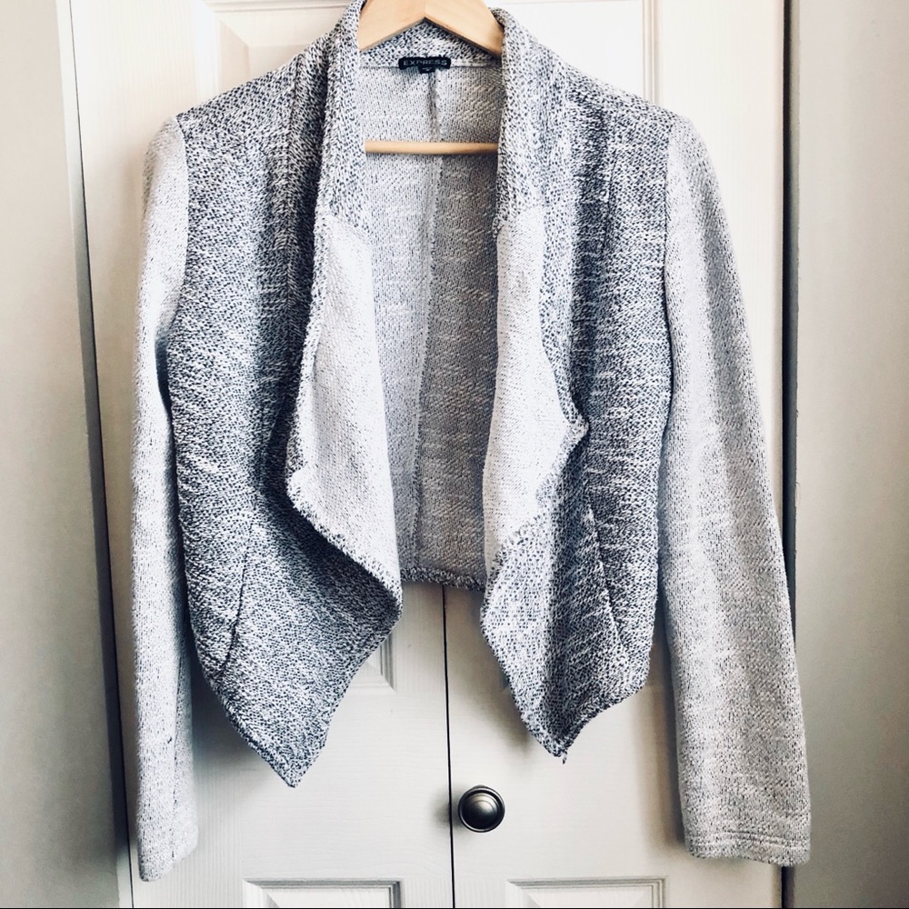 Open Front Knit Jacket Blazer Heather Grey EXPRESS